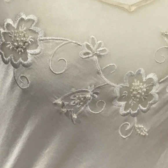 Vintage Y2K Backless 100% Silk Dress Mesh Bodice Beaded Silk Dress - Picture 8 of 16